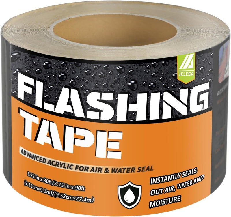 JKLESA Flashing Tape for Windows and Doors, 3.75 in x 90 ft Roll, Acrylic Adhesive, Self-Adhesive Flashing Tape, Waterproof, UV Resistant, Great for Sealing Doors, Windows, and Construction & Repairs - Image 1